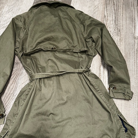 Lucky Brand Military Trench Coat Olive green drab double breasted jacket M - Picture 12 of 14